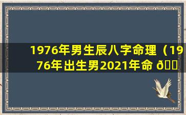 1976年男生辰八字命理（1976年出生男2021年命 🐠 运怎样）